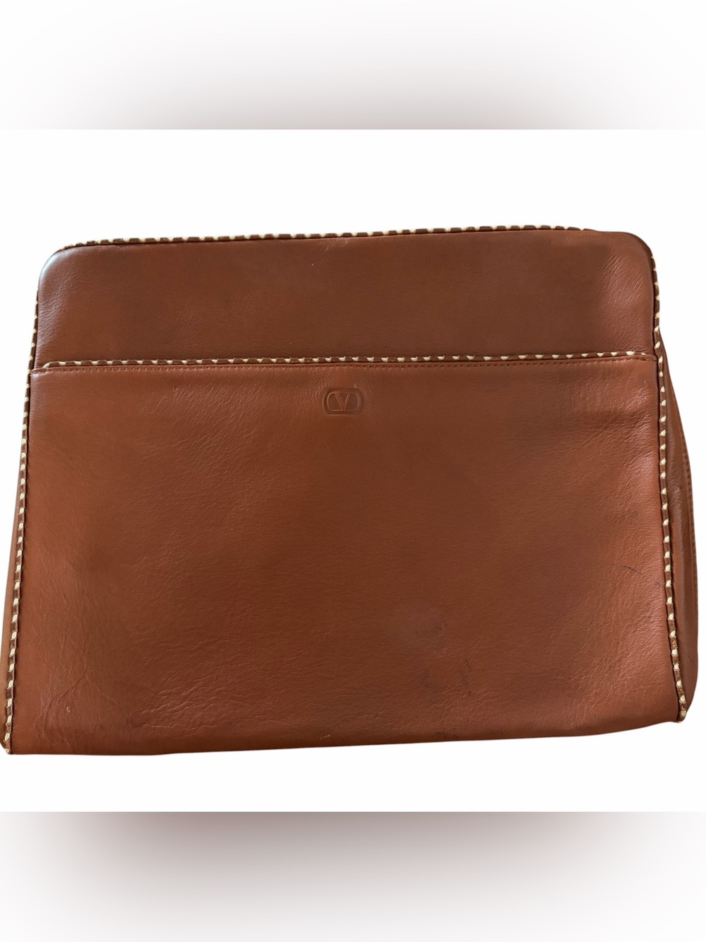 Valentino brown clutch bag Laptop sized Italian Leather